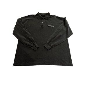 Strawberry Utility Long Sleeve Polo Shirt in Black